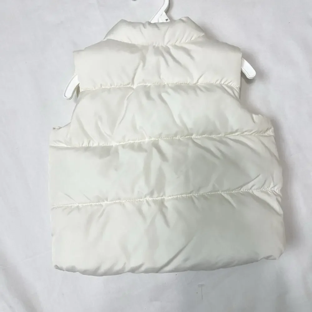 Old Navy‎ Girl's Water-Resistant Quilted Puffer Vest White Cream Size 3-6months